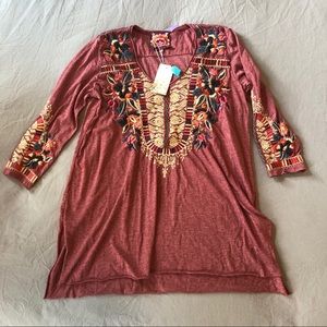 Johnny Was Claude Drape Top Vino sz S